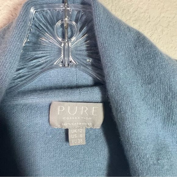 Pure Collection 100% cashmere blue cowl neck sweater size 6 - Picture 3 of 4